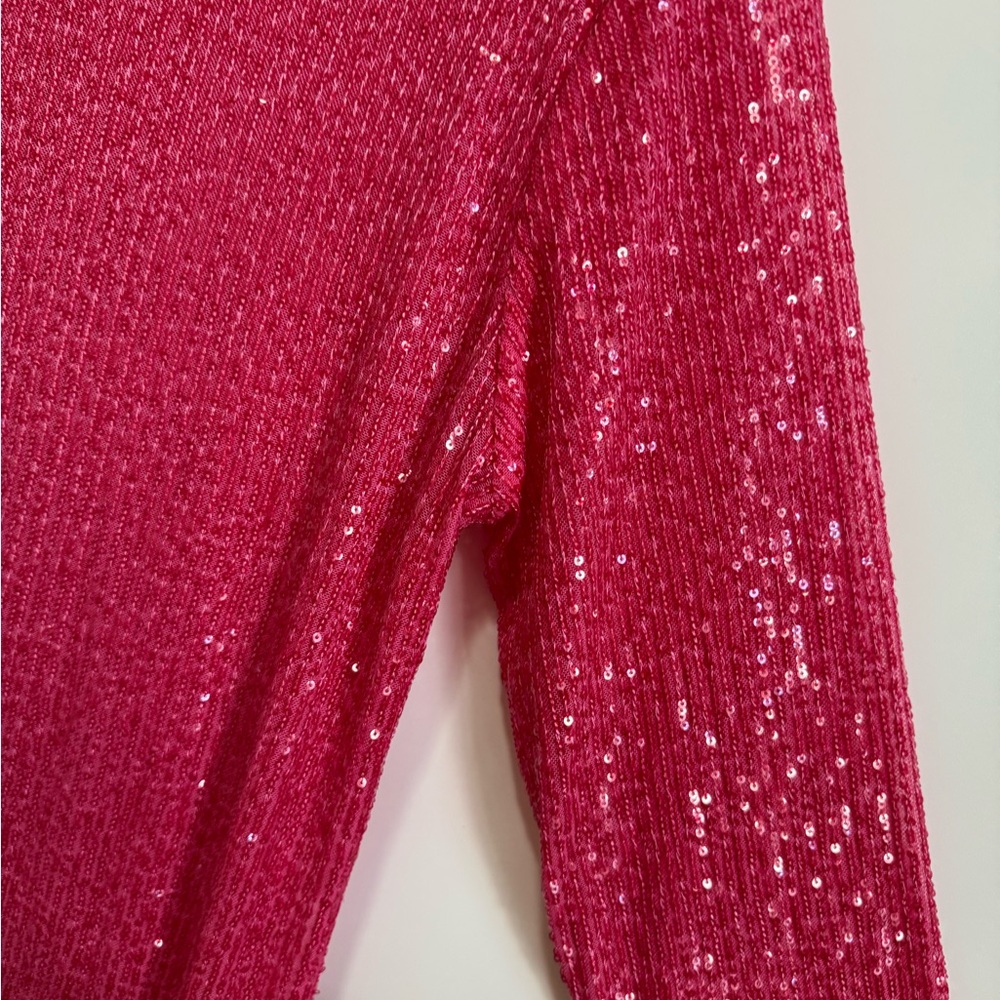 FREE PEOPLE Gold Rush Long Sleeve / Hot Pink Combo Party Club Cocktail Blacktie - Picture 11 of 13